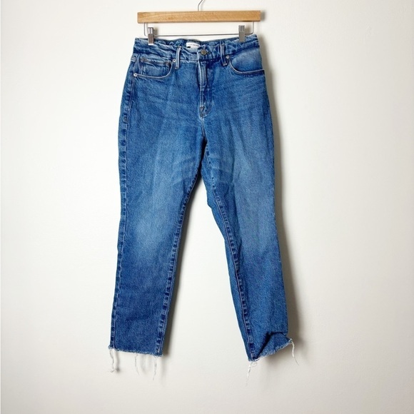 GOOD AMERICAN • Women’s Classic High Waist Raw Hem Jeans in Blue754 Size 6/28 - Picture 2 of 7